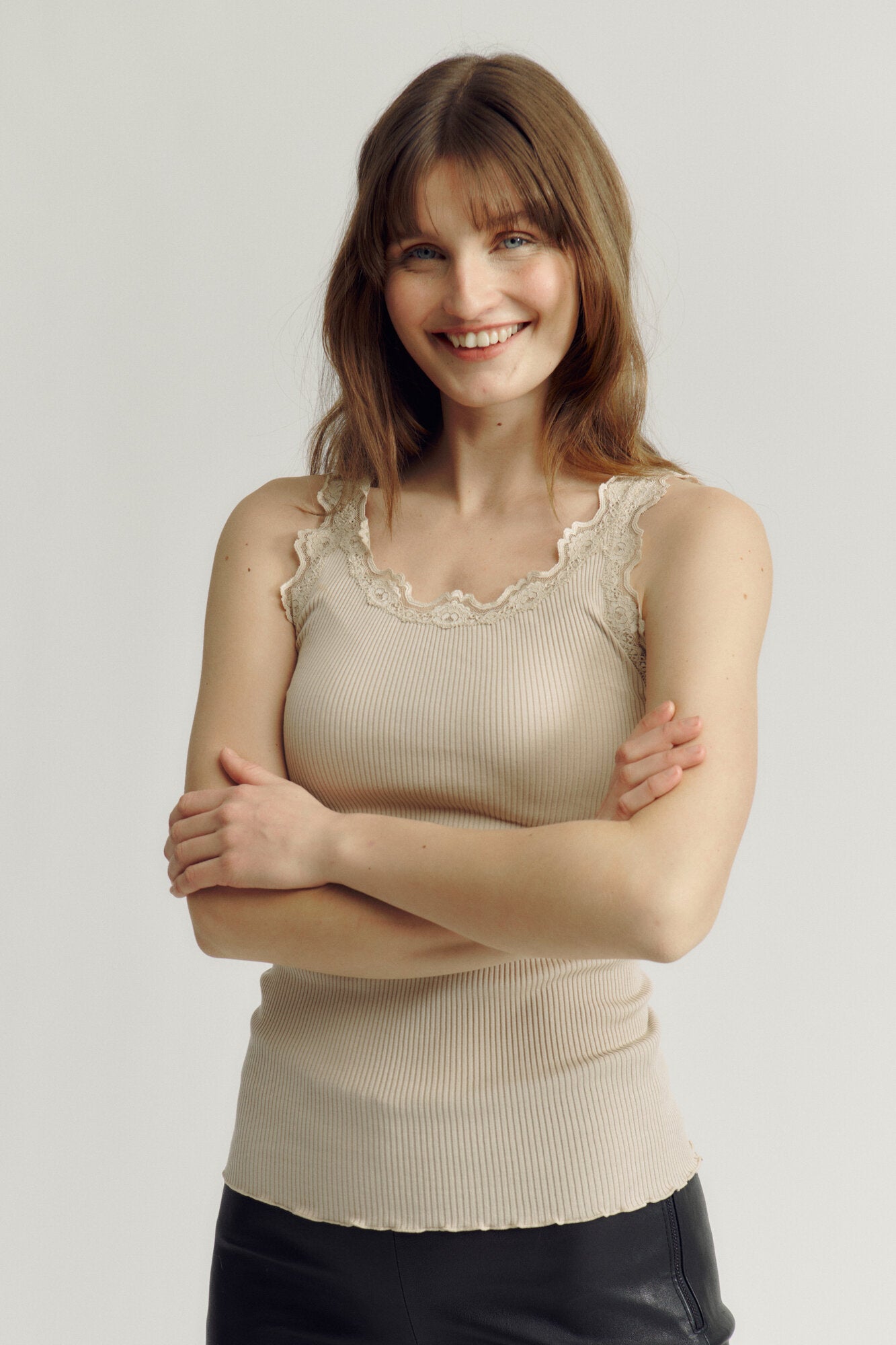 RWBabette lang silke blonde top - cacao